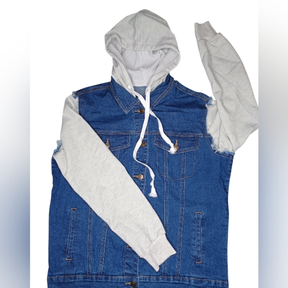 New Woman's Amazon Unbranded Sz. Med. Denim Jacket Hoodie